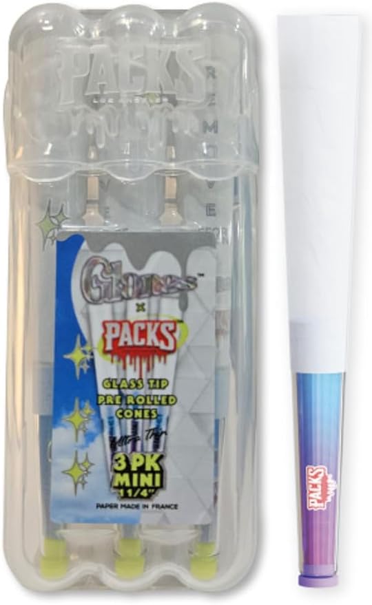 PACKS GLONES PRE ROLLED CONES WITH GLASS TIPS - 1 1/4 - 3PK - ULTRA THIN WHITE