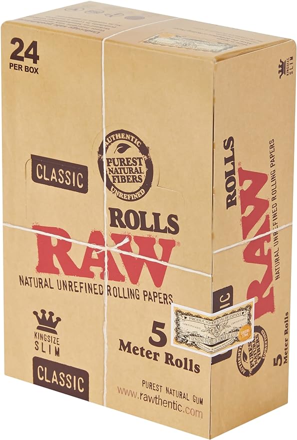 RAW-CLASSIC KING SIZE SLIM 5 METER ROLLS 24CT ROLLING PAPERS