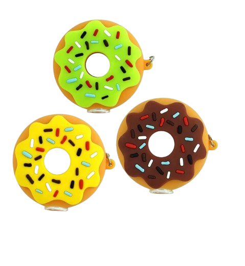 SILICONE DONUT PIPE KEYCHAIN TOBACCO PIPE BOWL - 8CT JAR -ASSORTED