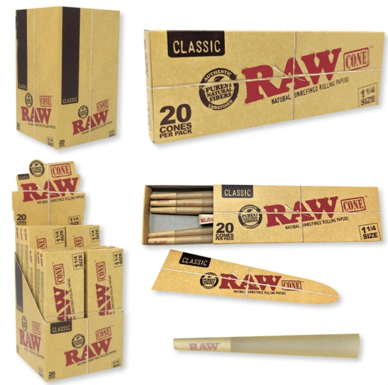 RAW-Classic CONE 1 1/4 20PK