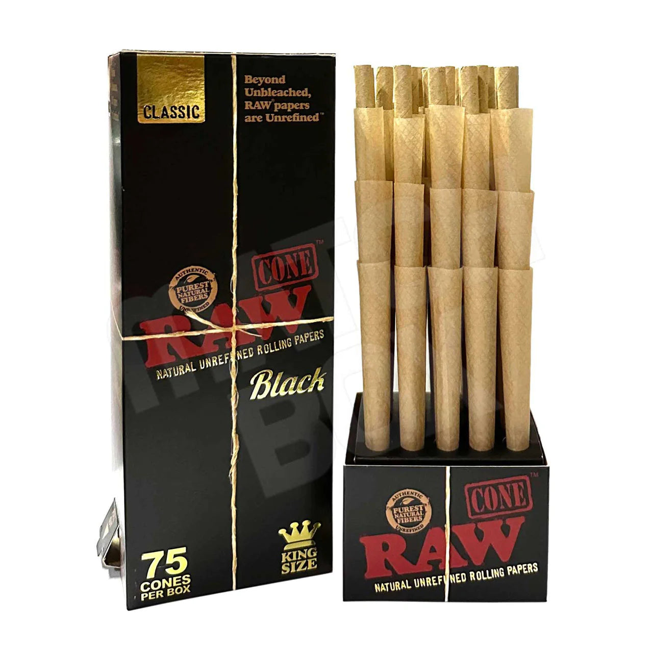 RAW- BLACK CLASSIC CONES 75CT KING SIZE