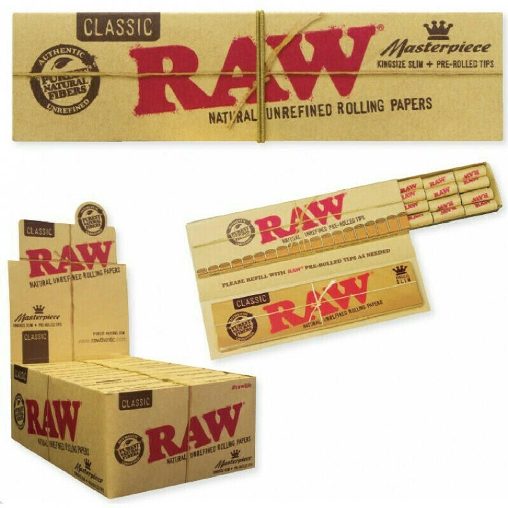 RAW-MASTERPIECE CLASSIC KING SIZE WITH PRE ROLLED TIP 24CT