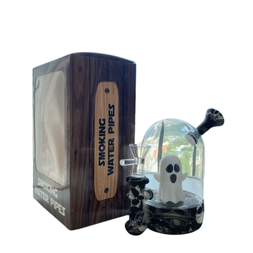 PORTABLE SILICONE & GLASS WATERPIPE - GHOST