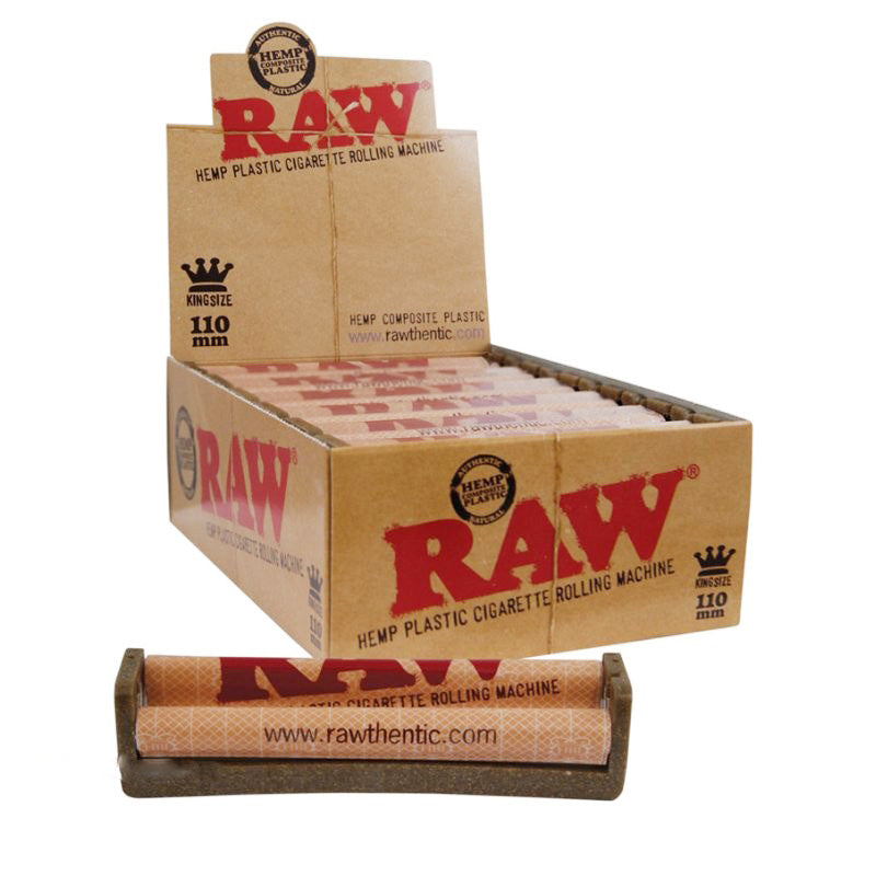 RAW KING SIZE HEMP PLASTIC CIGARETTE ROLLING MACHINE 12CT 110MM