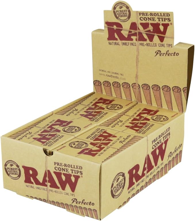 RAW-PERFECTO PRE-ROLLED CONE TIPS- 20 PER BOX