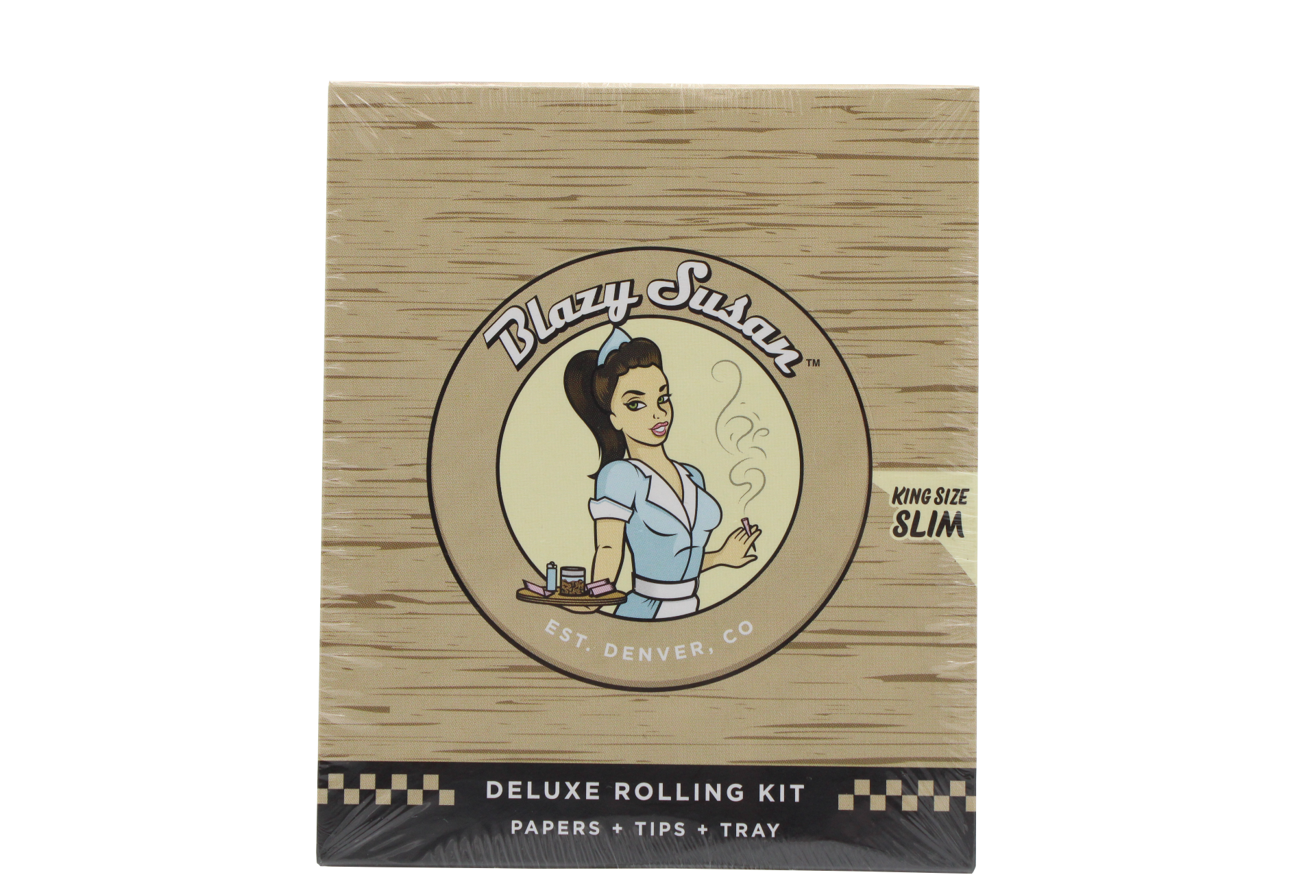 BLAZY SUSAN UNBLEACHED ROLLING PAPERS KING SIZE SLIM DELUXE KIT 20CT