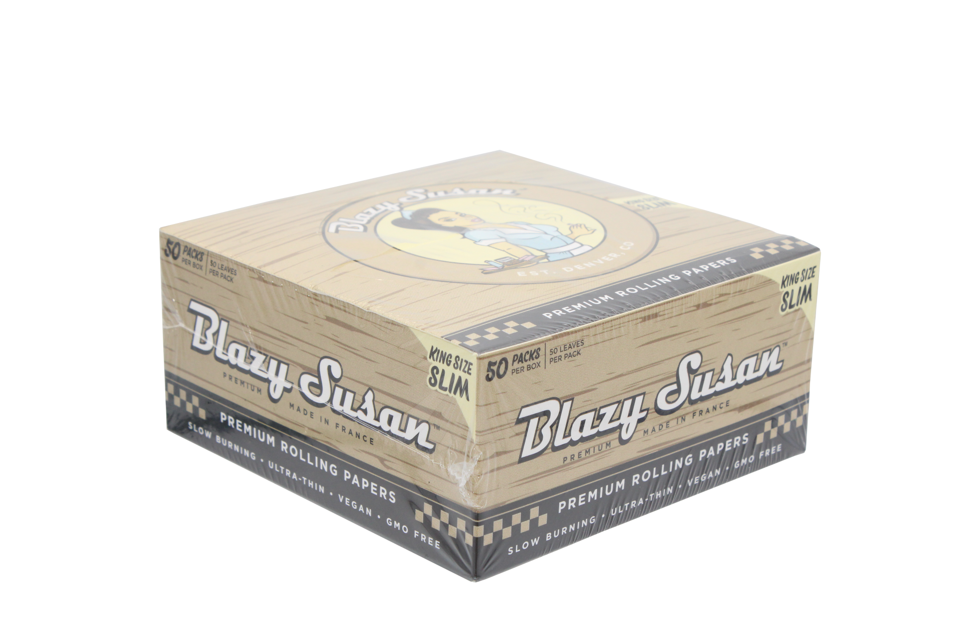 BLAZY SUSAN UNBLEACHED ROLLING PAPERS KING SIZE SLIM 50CT