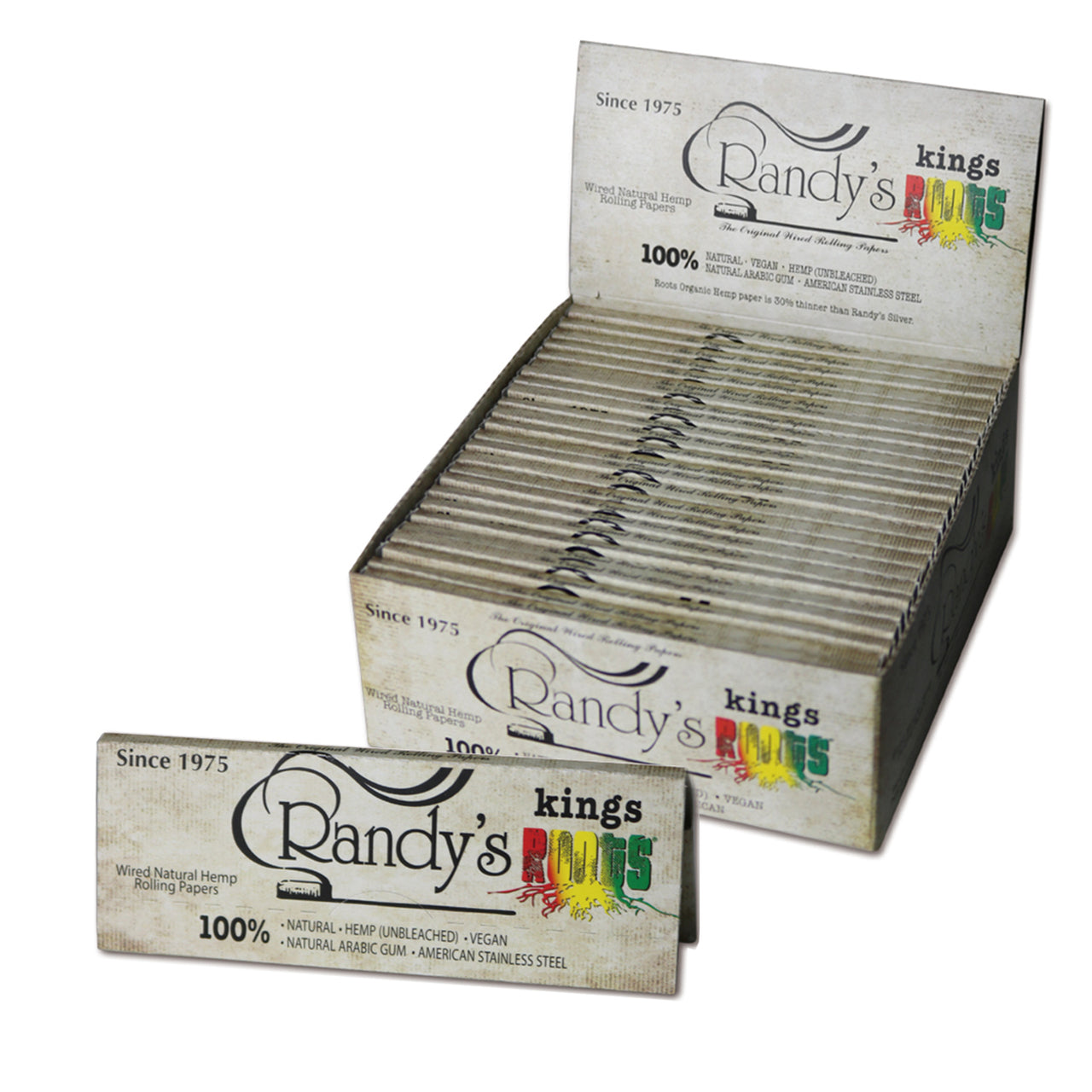 RANDY'S HEMP WIRED ROLLING PAPERS 24PC 25CT