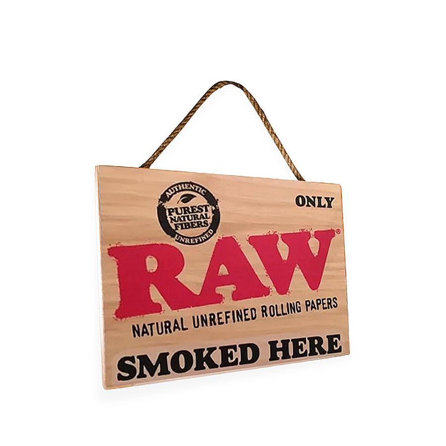 RAW WOODEN " SMOKED HERE " HANGING SIGN BOARD
