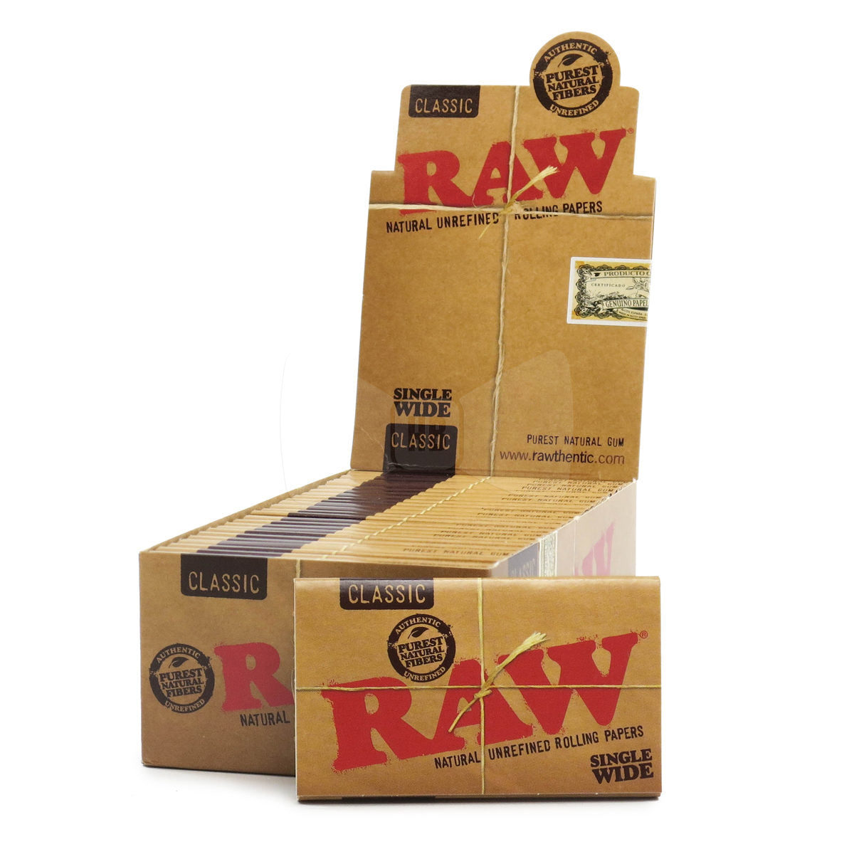 RAW SINGLE WIDE ROLLING PAPERS 25CT