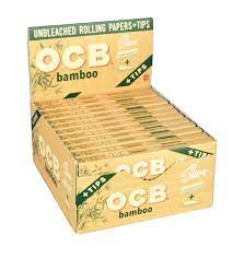 OCB BAMBOO UNBLEACHED ROLLING PAPERS + TIPS SLIM 24CT